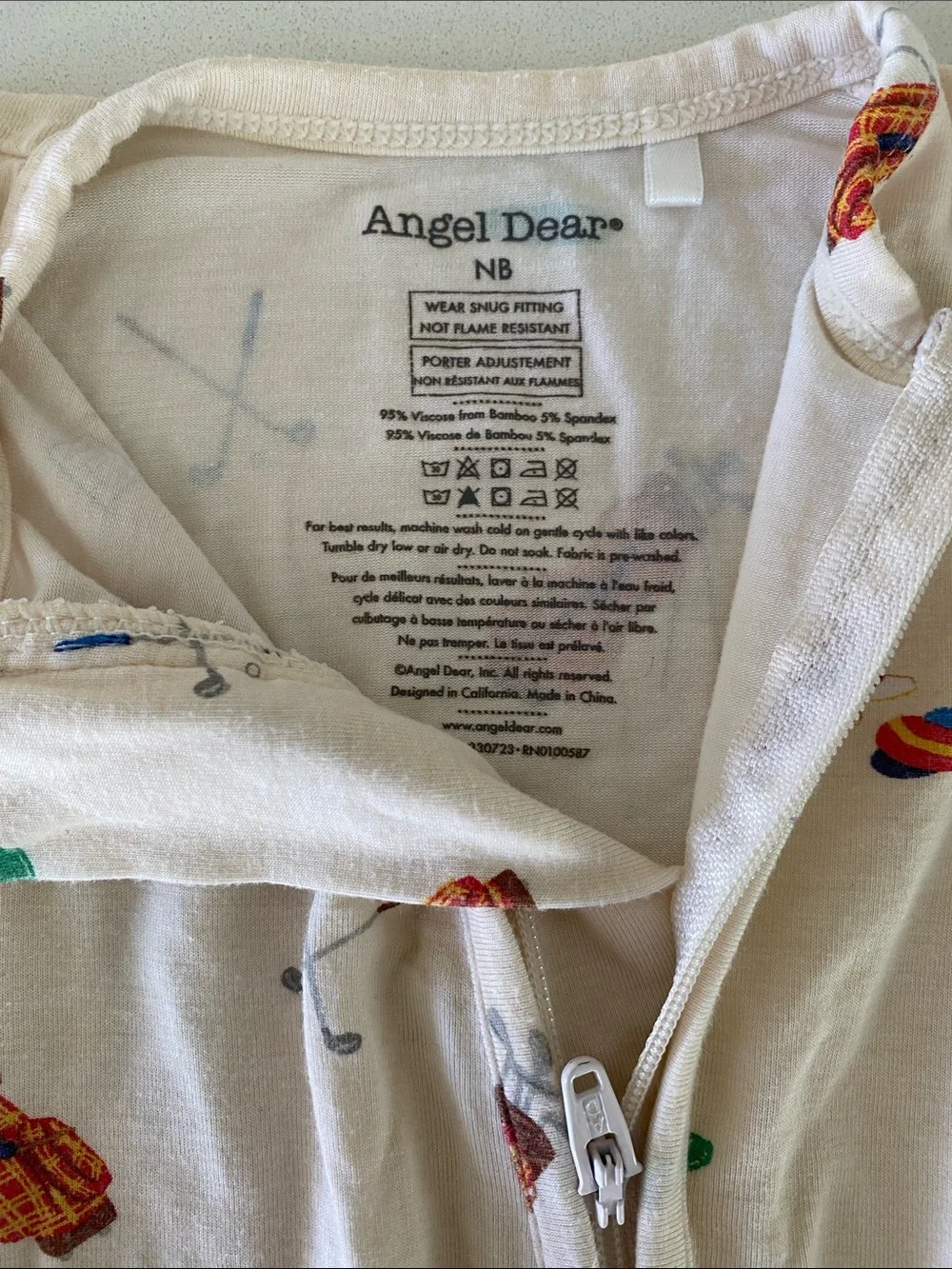 Angel Dear Cream Footed One-Piece with Golf Print